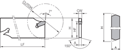 Kyocera KTKB26-4S 4.0mm 110mm OAL Neutral Parting Toolholder - Twin Eagle Imports