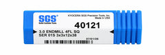 Kyocera SGS 40121 3mm 4 Flute Bright Uncoated Long Carbide Square End Mill - Twin Eagle Imports