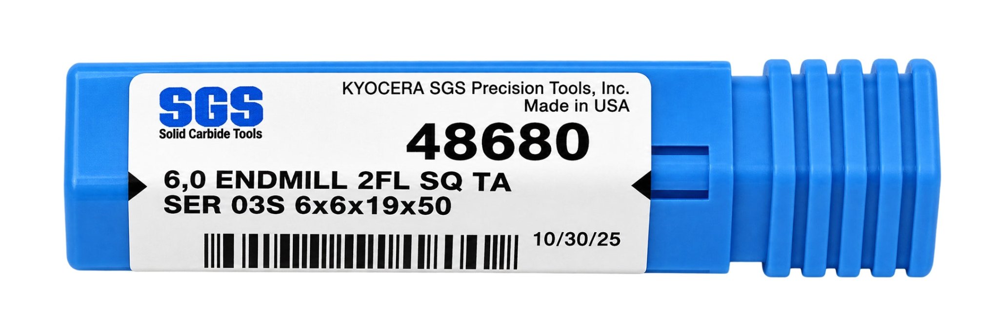 Kyocera SGS 48680 6mm 2 Flute Ti-NAMITE-A AlTiN Coated Long Carbide Square End Mill - Twin Eagle Imports