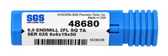 Kyocera SGS 48680 6mm 2 Flute Ti-NAMITE-A AlTiN Coated Long Carbide Square End Mill - Twin Eagle Imports