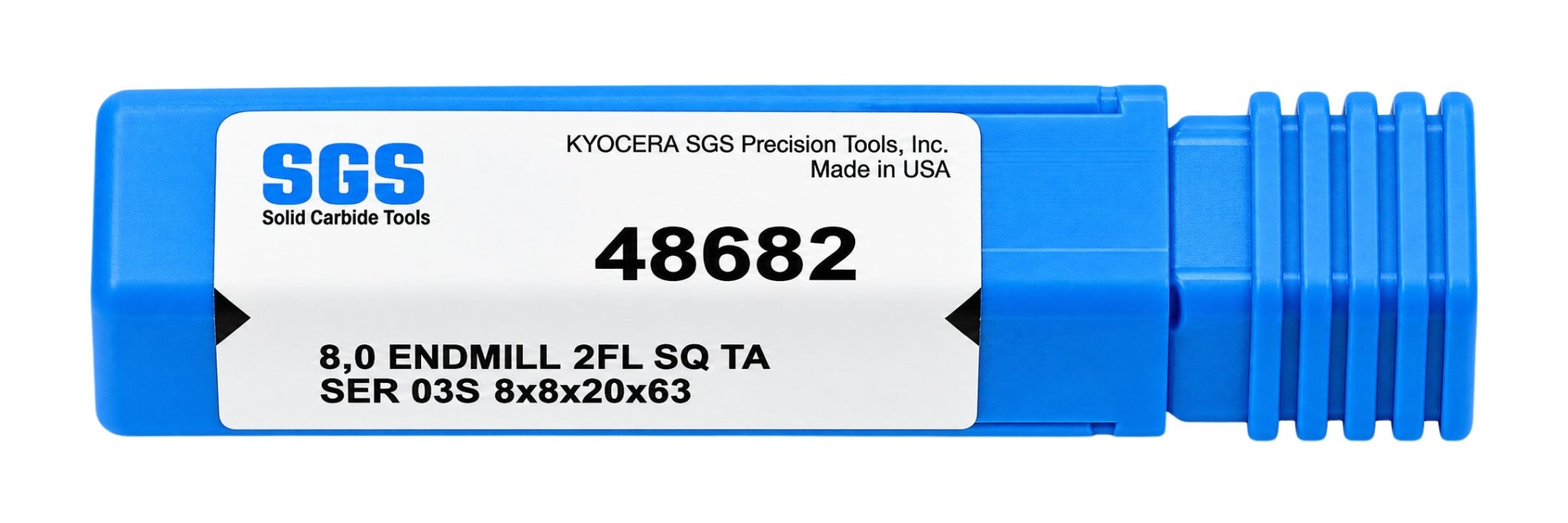 Kyocera SGS 48682 8mm 2 Flute Ti-NAMITE-A AlTiN Coated Carbide Square End Mill - Twin Eagle Imports