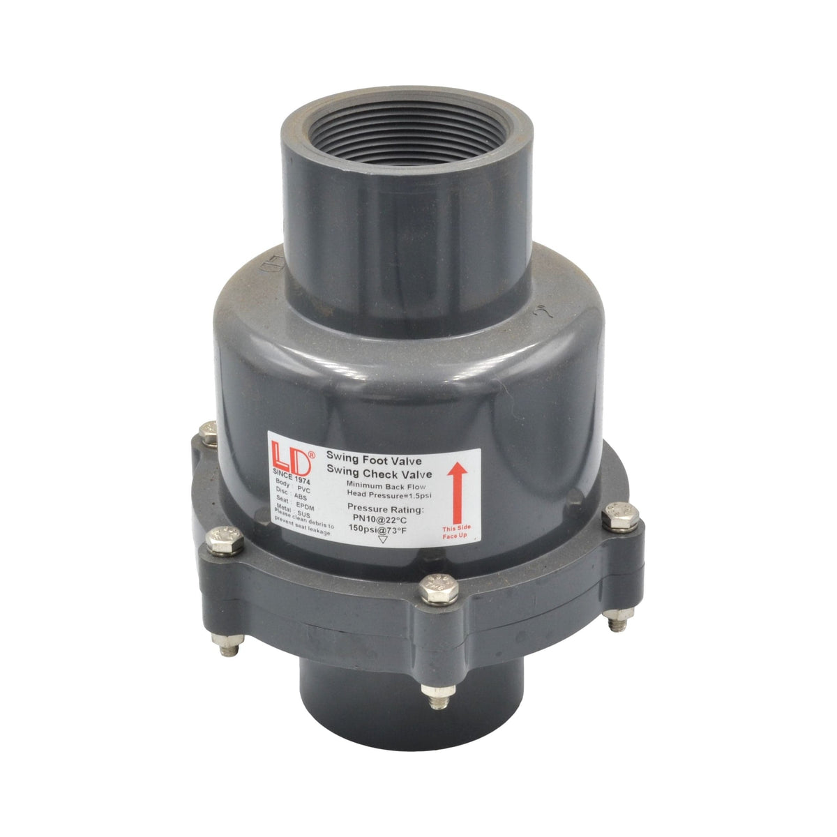 LD Valve Ball Valve 50MM / 2" Large PVC  Swing Check Valve 150 PSI F/F BSPT Thread