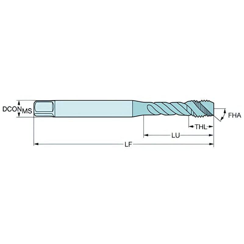 Sandvik HSS-PM Blue Spiral Flute PVD FeN coated Tap No.10 UNF, DIN 2184-1 Short Body - Twin Eagle Imports