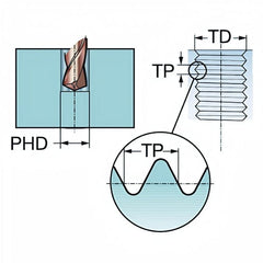 SANDVIK Taps & Dies Sandvik HSS-E Blue Spiral Flute PVD FeN coated Tap M4 x 0.7, DIN 371 Reinforced Shank