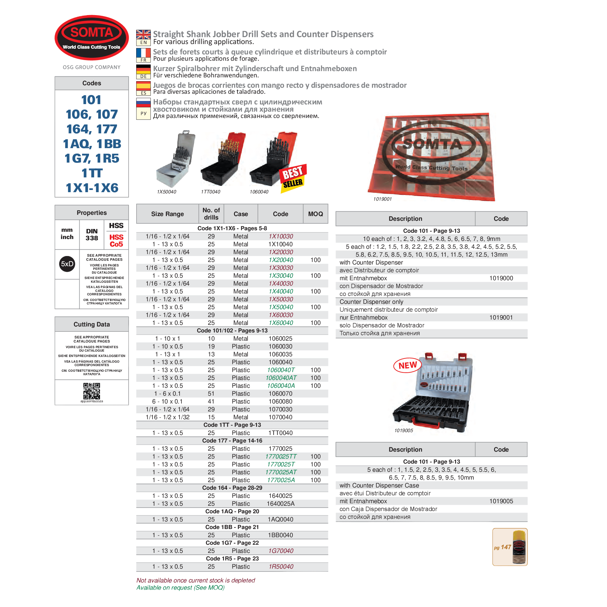 SOMTA DRILLS Somta Series 106 – 1-6 x 0.1MM Jobber Drill Set Cased