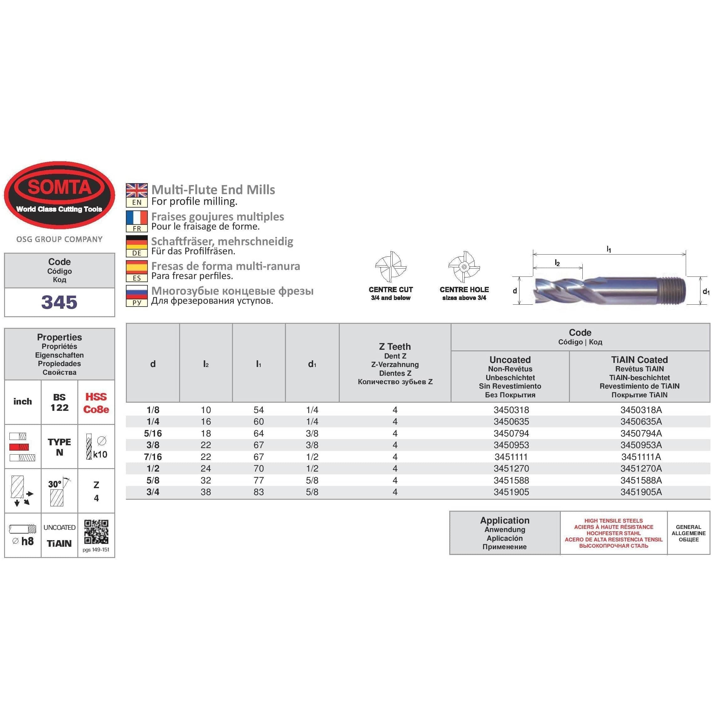 SOMTA Manufacturing Somta Multi Flute 9/16" HSS-Co8e Multi-Purpose End Mill