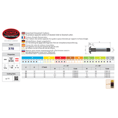 SOMTA MILLING CUTTERS Somta Series 378 – 20MM x 45 Deg HSS-Co Inverted Dovetail Cutter