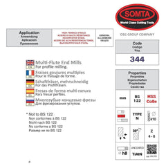Somta Multi Flute 7mm HSS-Co8e Multi-Purpose End Mill - Twin Eagle Imports