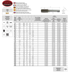 Somta Series 501 - HSS Straight Flute Short Hand Bottom (Finishing) Tap M8 x 1.25 - Twin Eagle Imports