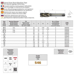 SOMTA Taps & Dies Somta Series 546 - HSS Spiral Flute Tap UNC 1" (Standard)