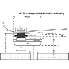 Tacron Industries Drain Waste V75-DF Plumbdinger - Space Saving Bath Waste Solutions for Slab-On-Ground Installations