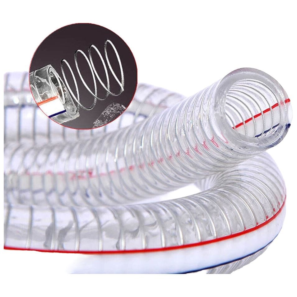 TEI Fluid Hose Wire Reinforced Clear Flexible PVC Hose ID 3/8''(10mm), 100m/roll