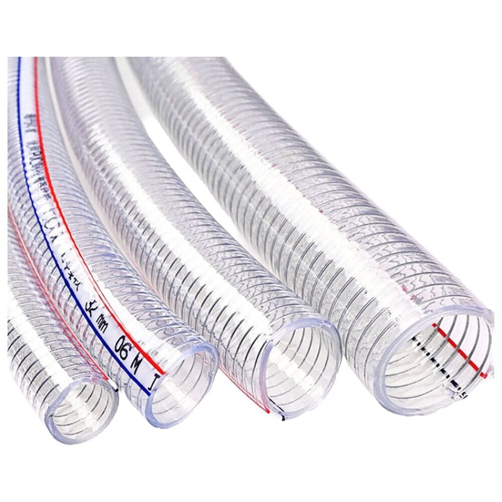 TEI Fluid Hose Wire Reinforced Clear Flexible PVC Hose ID 3/8''(10mm), 100m/roll