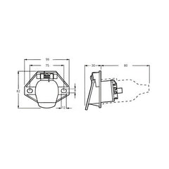 TEI Truck Electrical Heavy-Duty 7-Pin Round Trailer Socket Die-Cast Zinc Protective Boot & Locking Tab