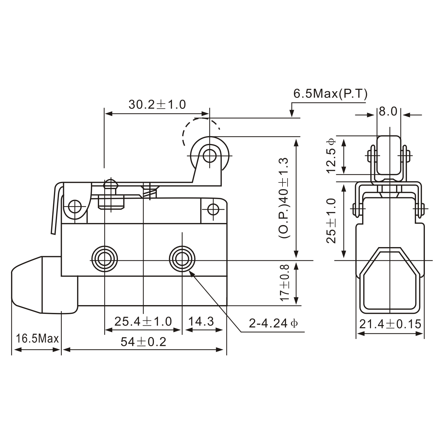 Tianyi Switch AZ-7141 Angled Lever with Roller Limit Switch