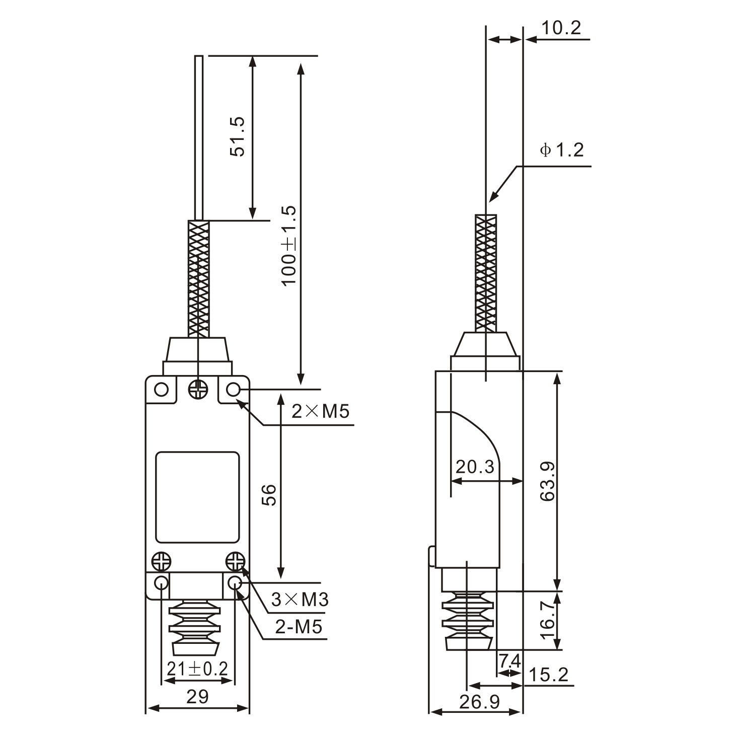 Tianyi Switch ME-8169 Momentary Flexible Spring Arm Actuator Limit Switch