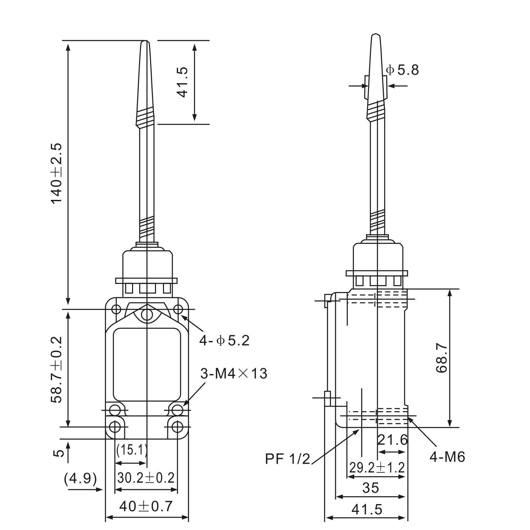 Tianyi Switch WLNJ-2 Plastic Rod Cover Limit Switch