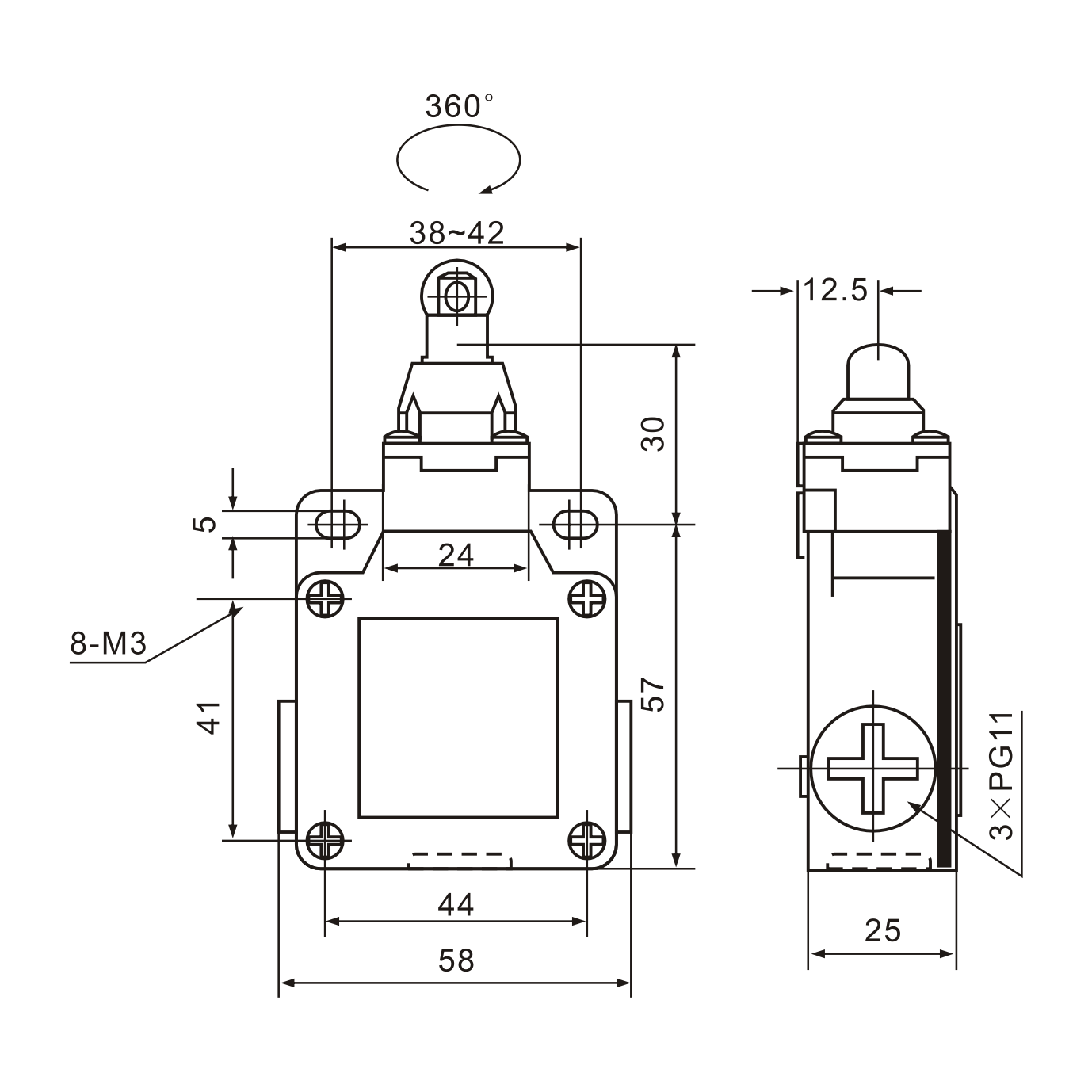 Tianyi Switch XCK-M102 Steel Roller Plunger Limit Switch