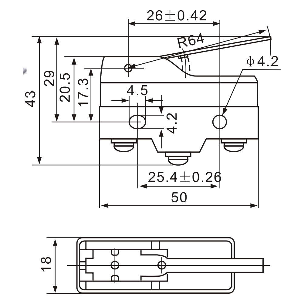 Tianyi Switch Z-15GW-B Universal Hinge-Actuated Screw Terminals Limit Switch