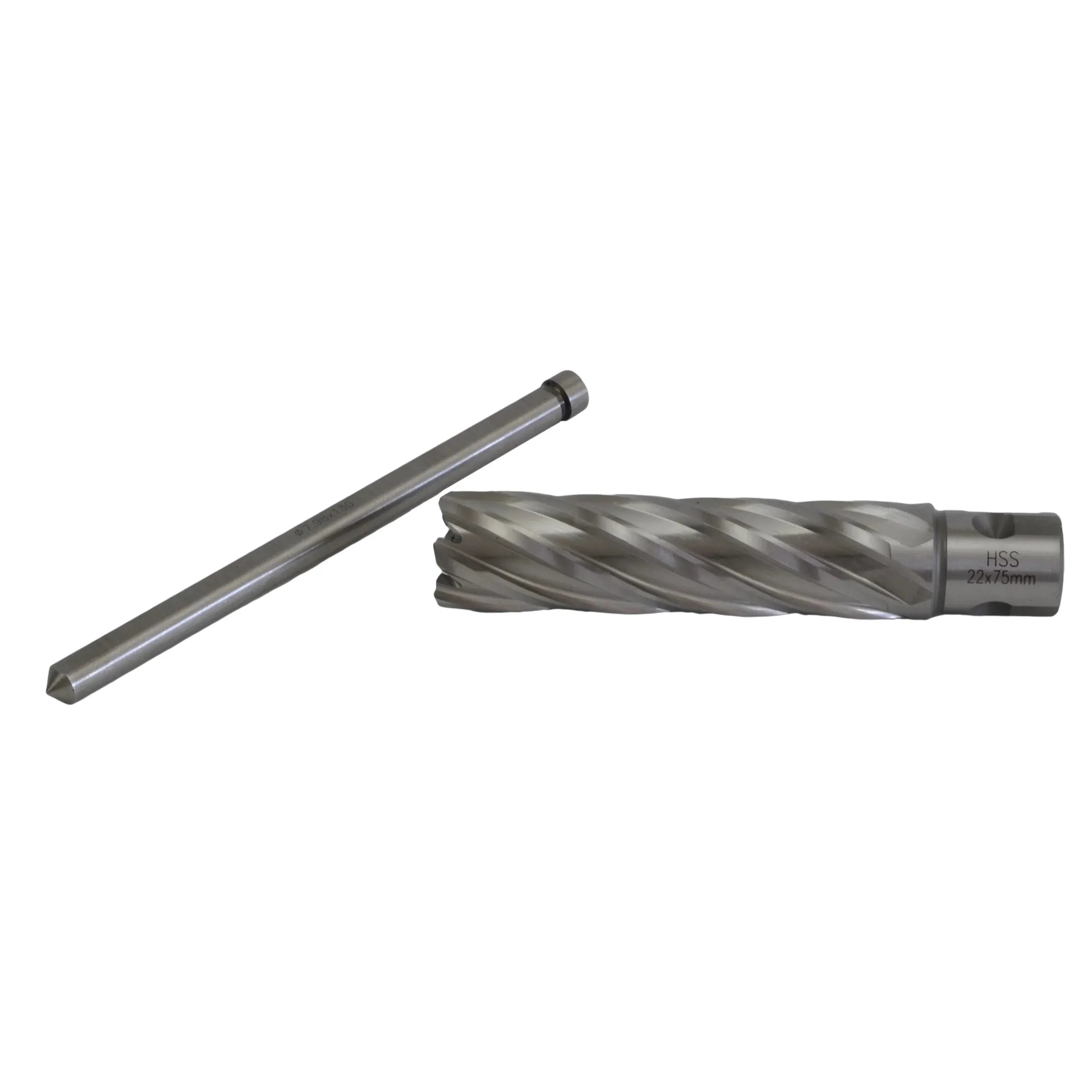 Twin Eagle Imports Annular Cutter 22 x 75mm D.O.C HSS Weldon Shank Annular Cutter with Pilot Pin