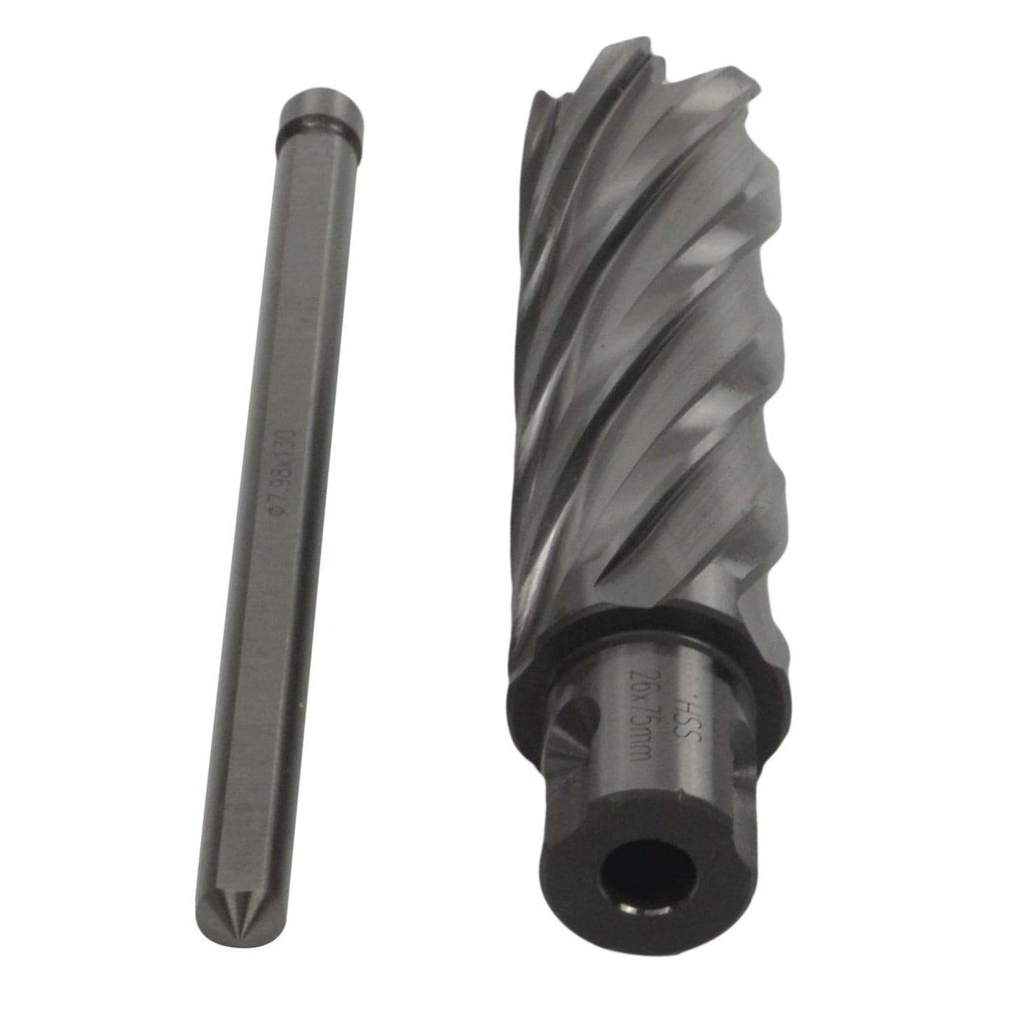 Twin Eagle Imports Annular Cutter 26 x 75mm D.O.C HSS Weldon Shank Annular Cutter with Pilot Pin