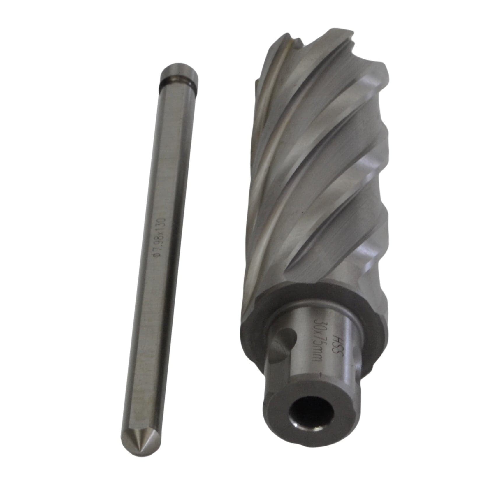 Twin Eagle Imports Annular Cutter 30 x 75mm D.O.C HSS Weldon Shank Annular Cutter with Pilot Pin