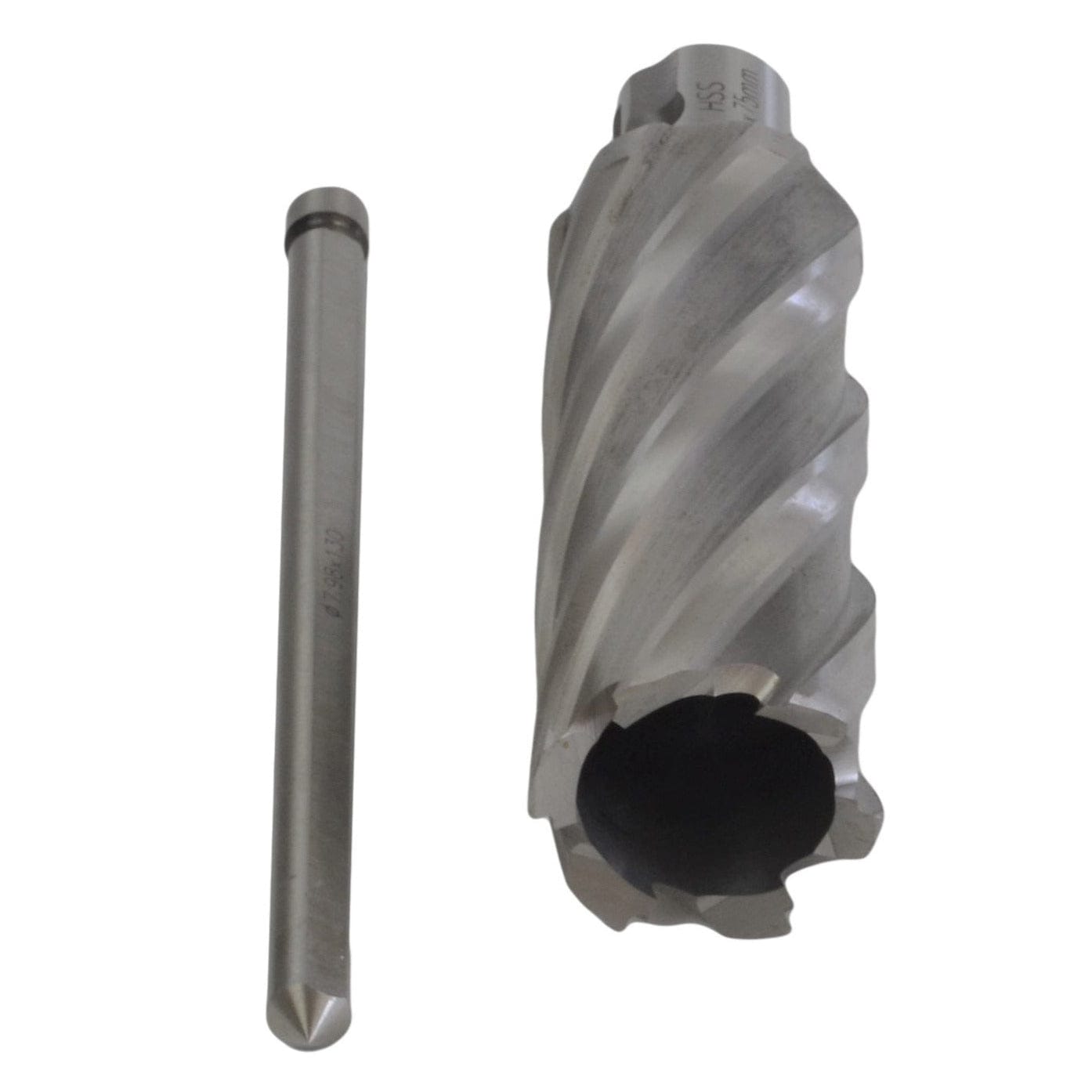 Twin Eagle Imports Annular Cutter 32 x 75mm D.O.C HSS Weldon Shank Annular Cutter with Pilot Pin