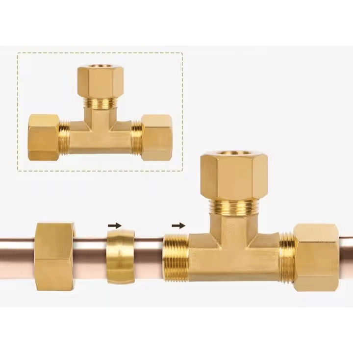 Twin Eagle Imports Brass Connector 5 PCS – 1/4" Brass Compression Fitting Tee Union Grab Kit