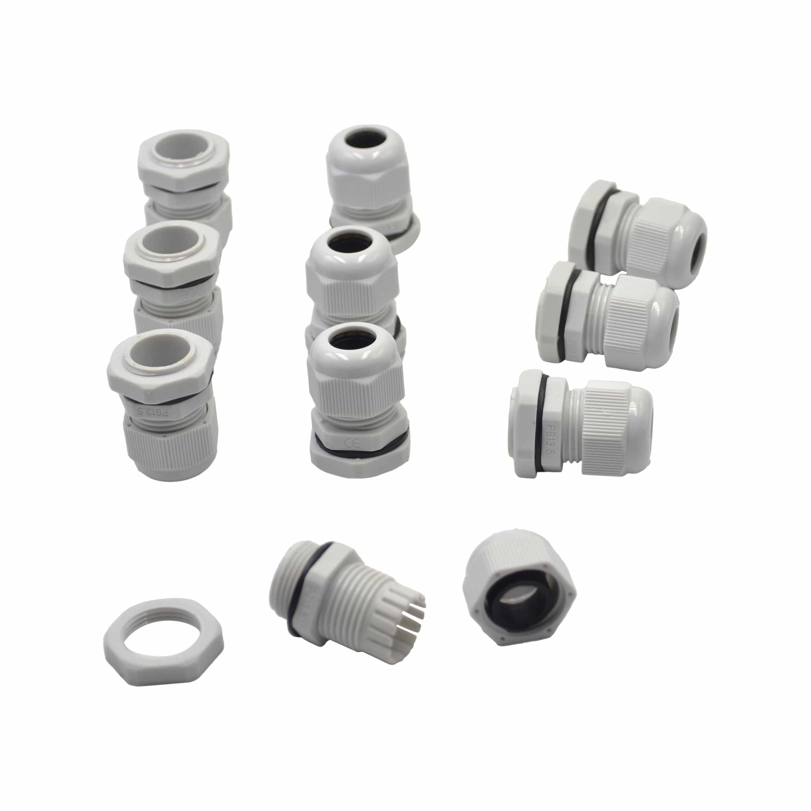 Twin Eagle Imports Cable Gland 10 Pack IP68 PG13.5 White Nylon Cable Gland 6-12mm Cable Range