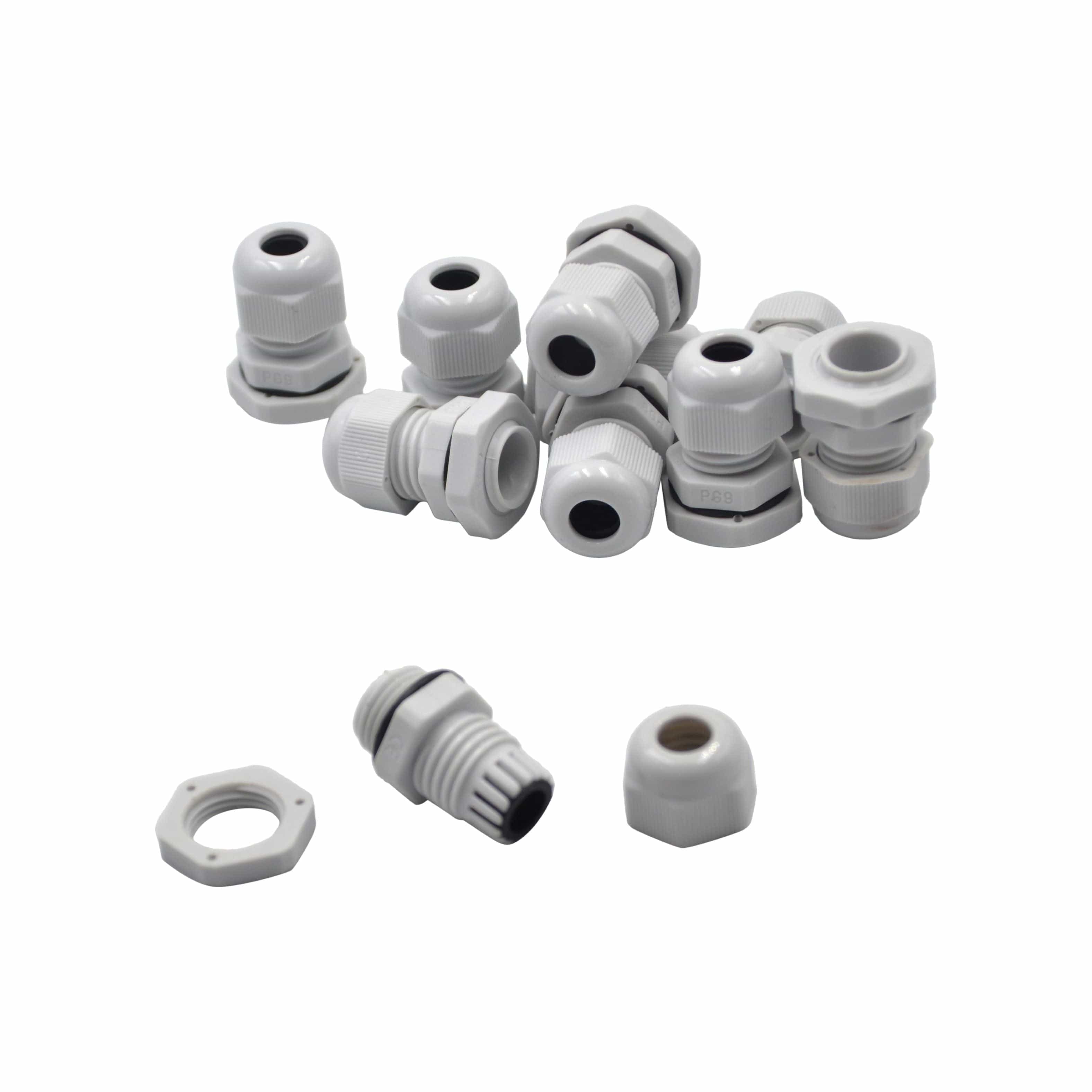 Twin Eagle Imports Cable Gland 10 Pack IP68 PG9 White Nylon Cable Gland 4-8mm Cable Range