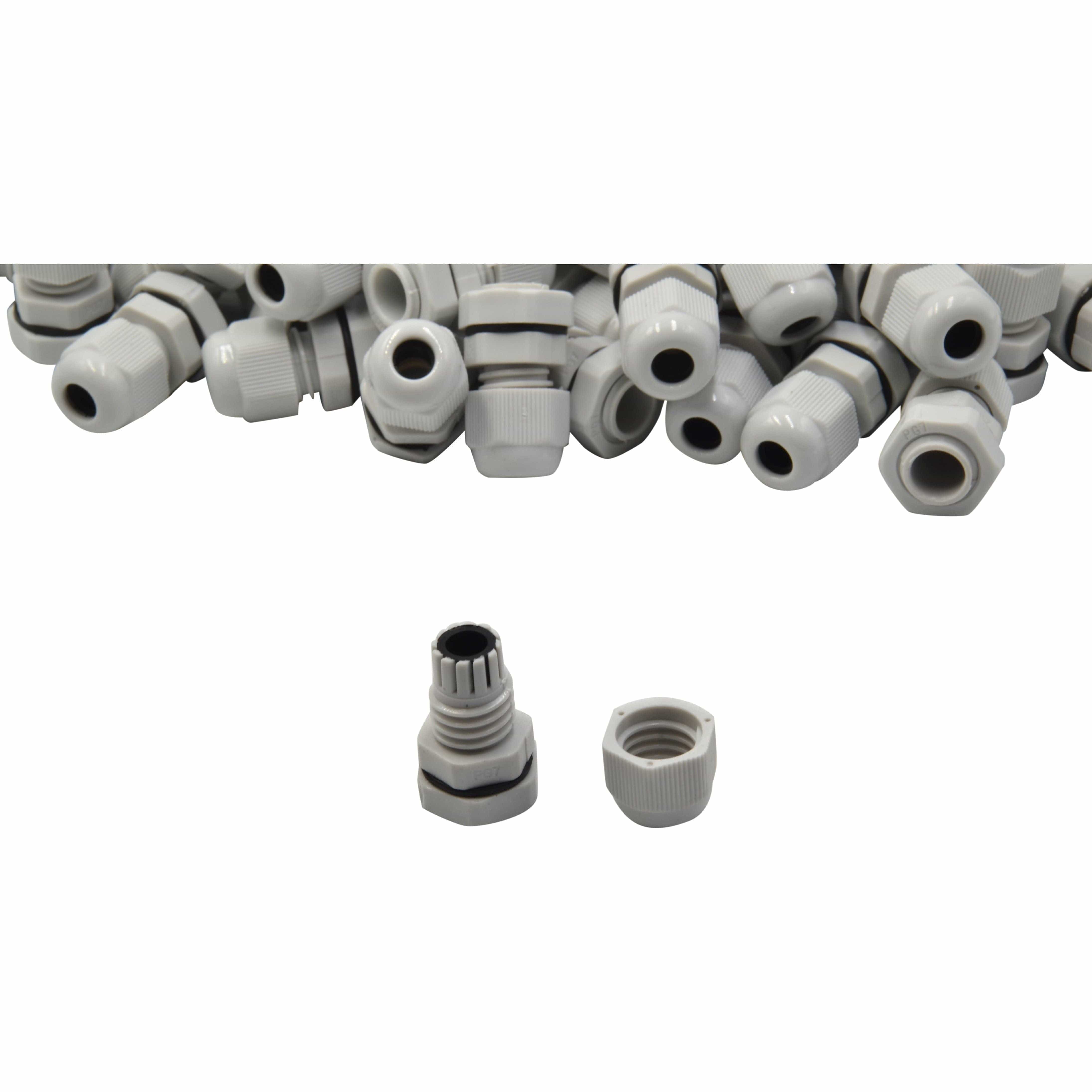 Twin Eagle Imports Cable Gland 100 Pack IP68 PG7 White Nylon Cable Gland 3-6.5mm Cable Range