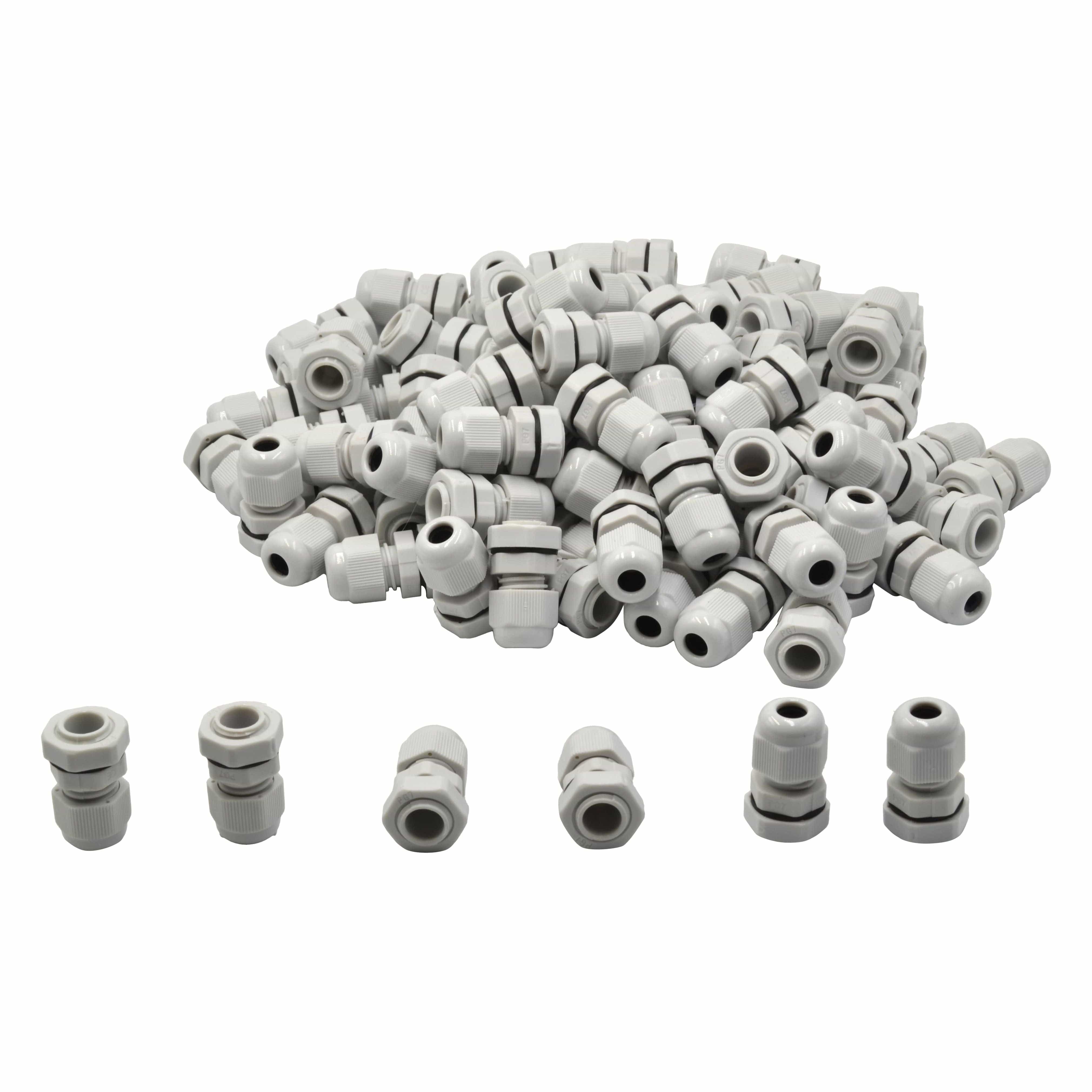 Twin Eagle Imports Cable Gland 100 Pack IP68 PG7 White Nylon Cable Gland 3-6.5mm Cable Range