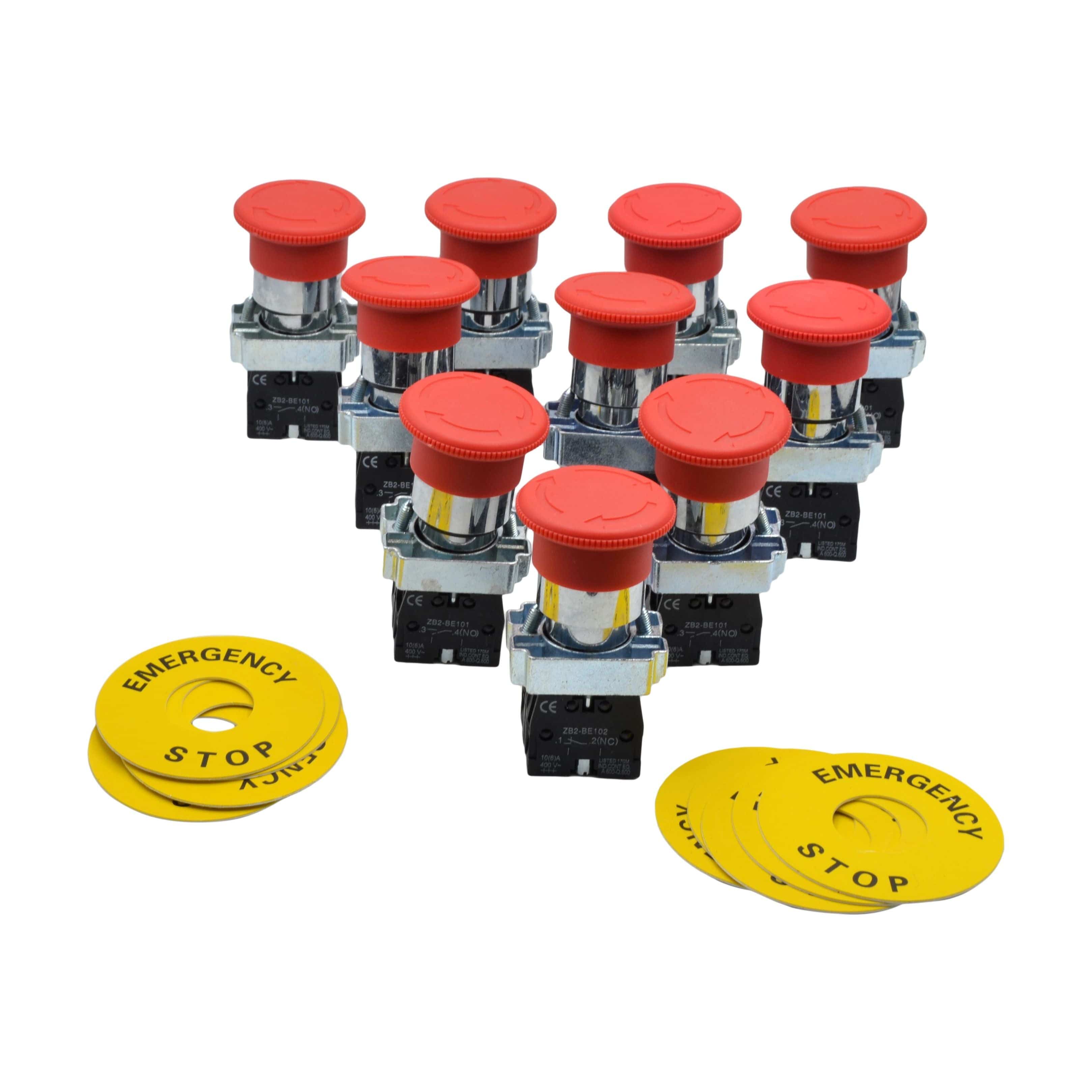 Twin Eagle Imports Emergency Stops x 10 Emergency Stop Switch E stop XB2-BS545 NC + NO terminal
