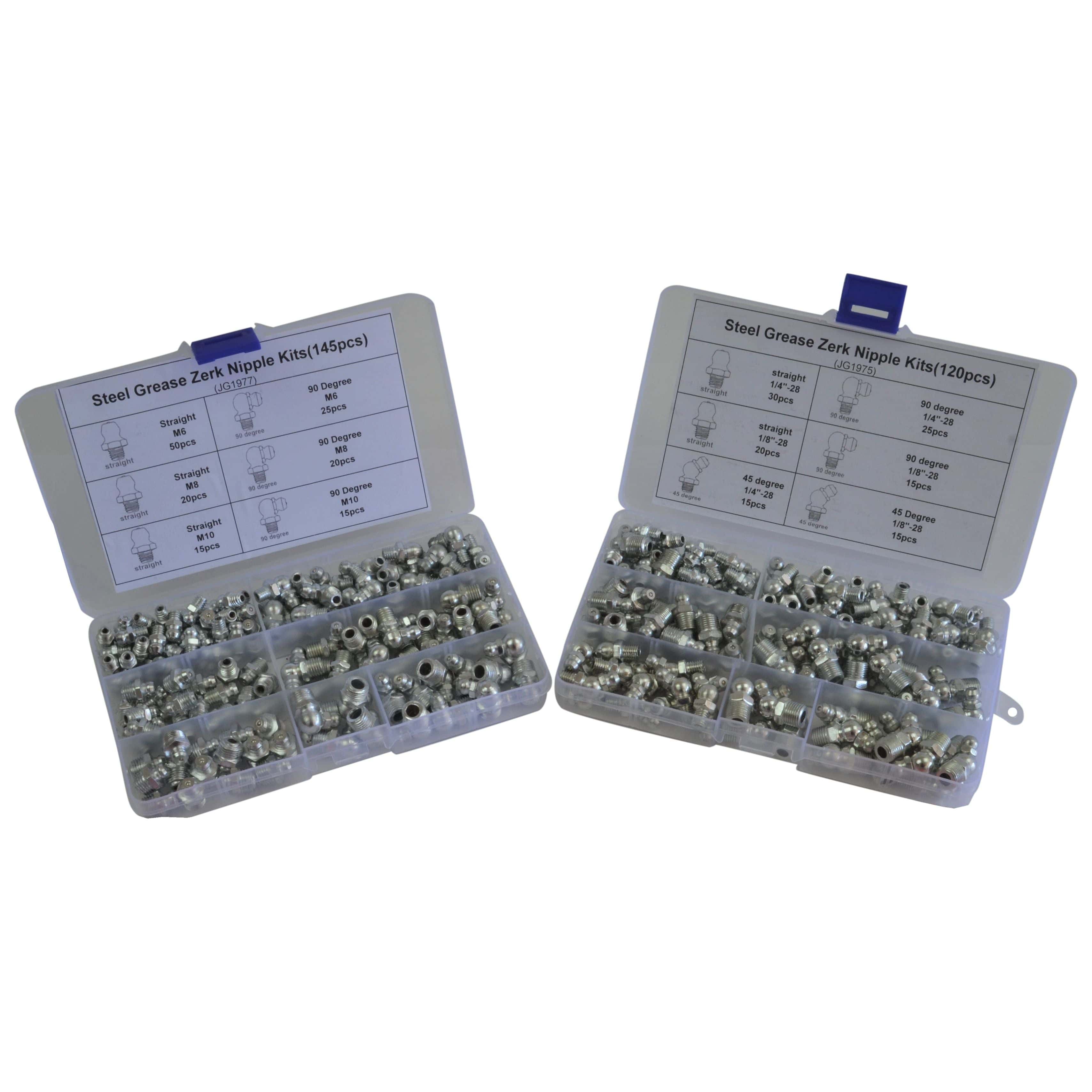 Twin Eagle Imports Grab Kits 265 Piece Grease Nipple Nipple Imperial and Metric Steel Grab Kit Assortment