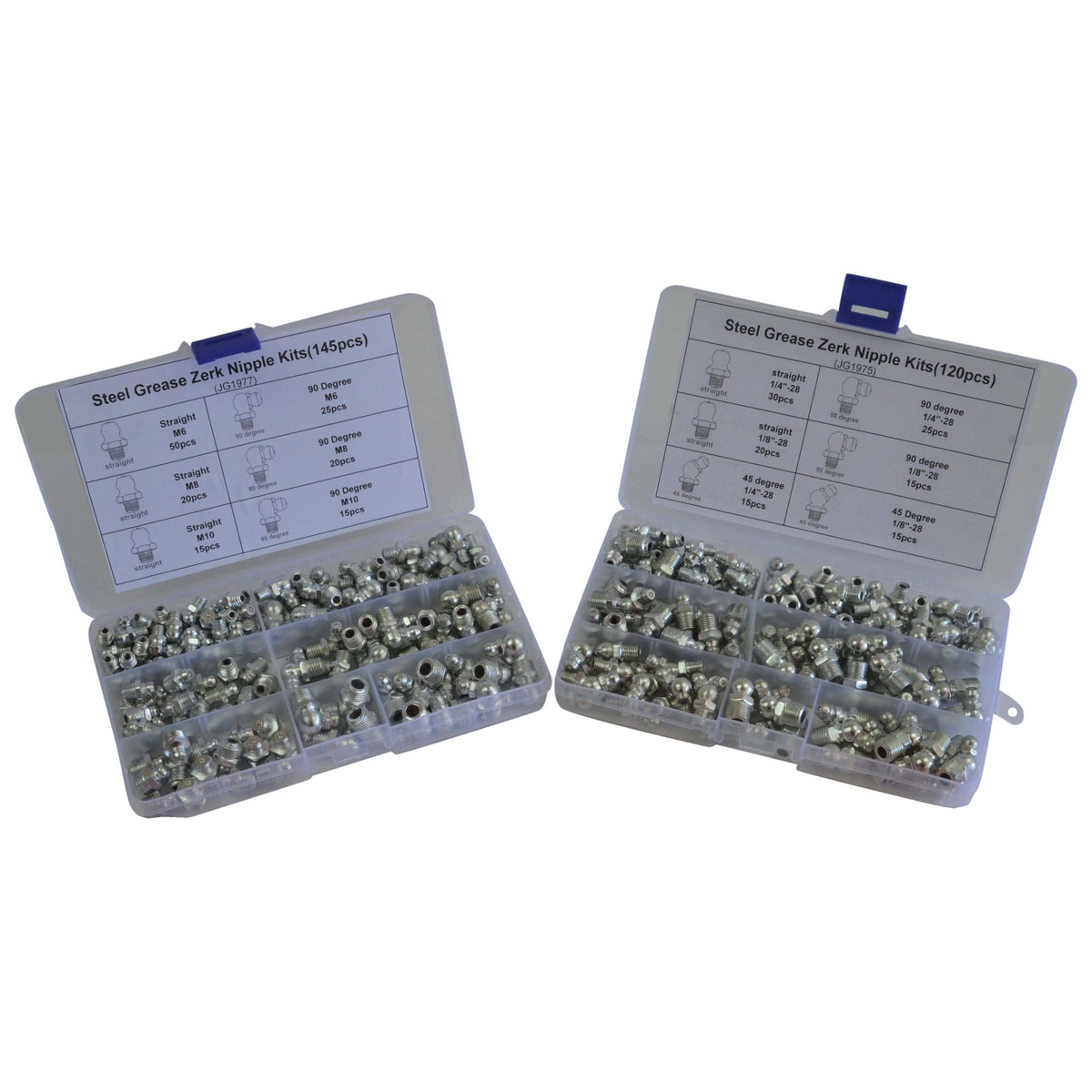 Twin Eagle Imports Grab Kits 265 Piece Grease Nipple Nipple Imperial and Metric Steel Grab Kit Assortment