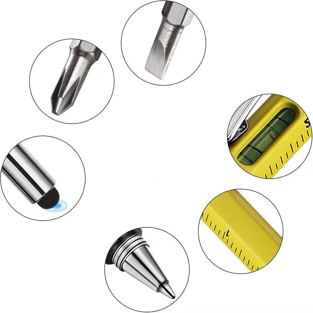 Twin Eagle Imports Marking Full Metal Body 6-in-1 Multi-Function Tool Yellow Engineers Pen