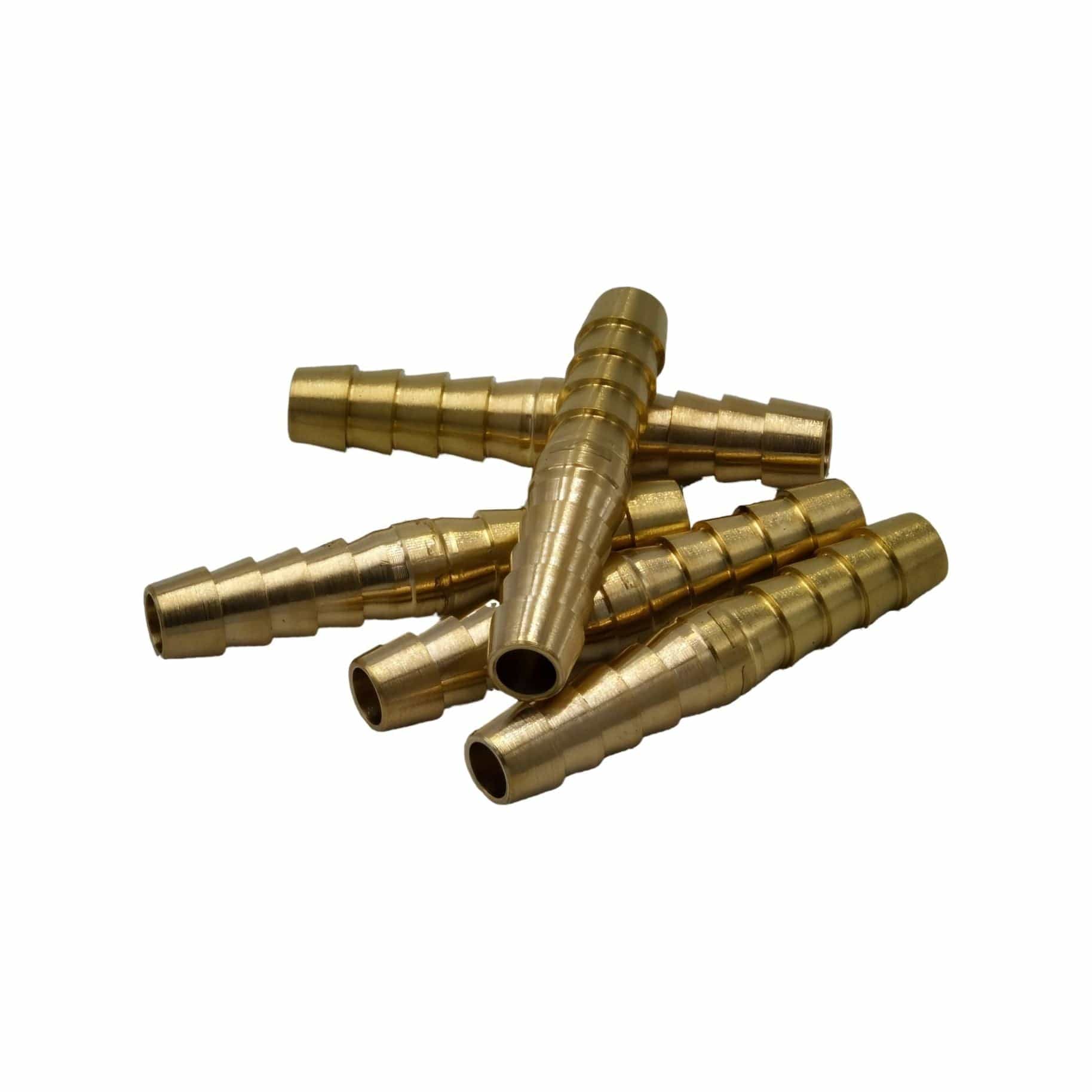 Twin Eagles Brass Connector 5pc 1/4" Brass Straight Hose Barb H8 Grab Kit
