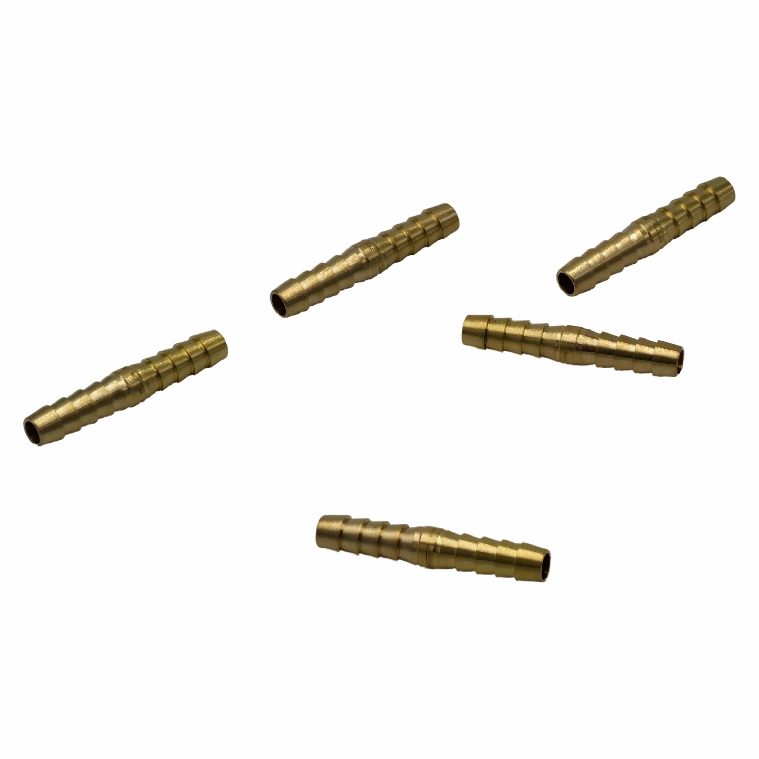 Twin Eagles Brass Connector 5pc 1/4" Brass Straight Hose Barb H8 Grab Kit