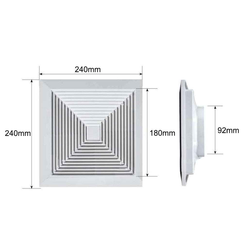 Twin Pack Ductsure 100mm Port Square Ceiling Diffuser With Adaptor Plate - Twin Eagle Imports