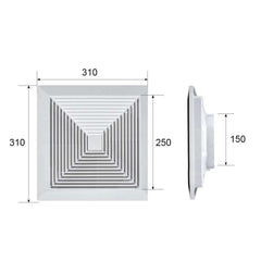 Twin Pack Ductsure 150mm Port Square Ceiling Diffuser With Adaptor Plate - Twin Eagle Imports