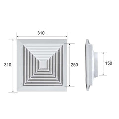 Twin Pack Ductsure 150mm Port Square Ceiling Diffuser With Adaptor Plate - Twin Eagle Imports