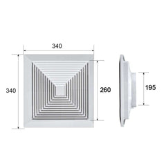 Twin Pack Ductsure 200mm Port Square Ceiling Diffuser With Adaptor Plate - Twin Eagle Imports