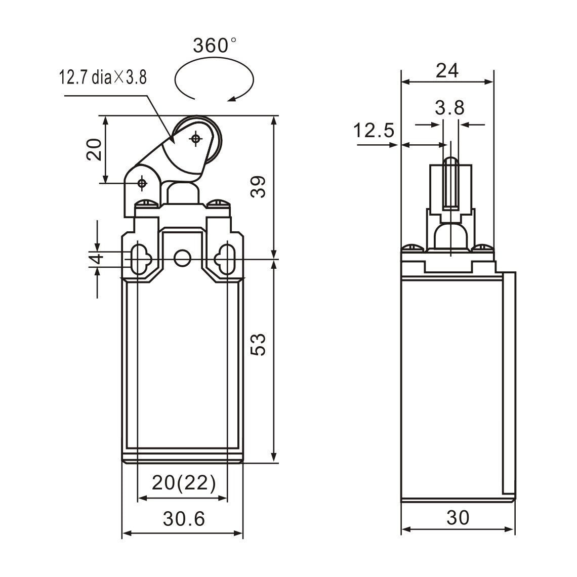 XCK-111 Side Roller Lever Limit Switch - Twin Eagle Imports