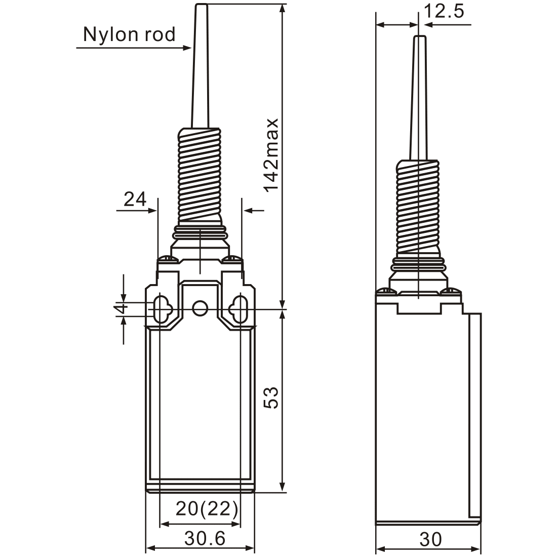 XCK-171 Spring Lever with Plastic Rod Actuator Limit Switch - Twin Eagle Imports