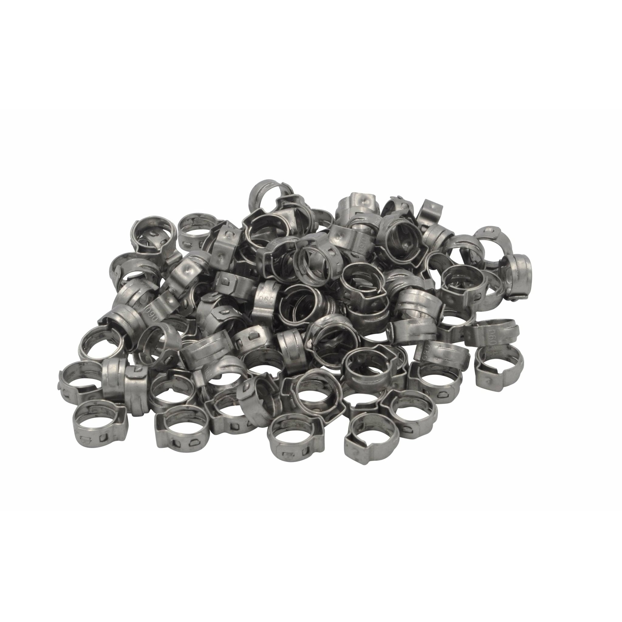 100 Piece 304 Stainless Steel 7.3-9mm Ear Hose Clamp - Twin Eagle Imports