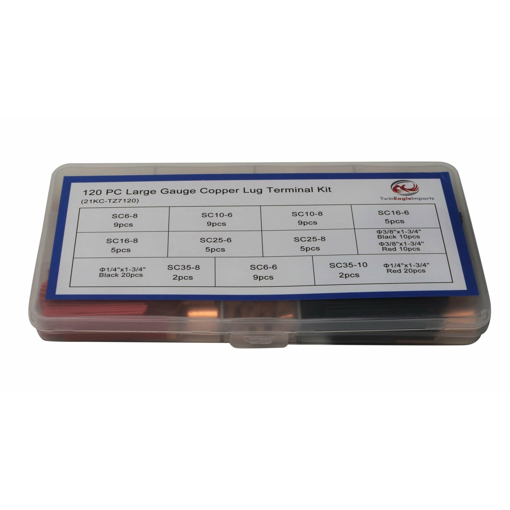 120pc Large Gauge Copper Lug Terminal Kit - Twin Eagle Imports
