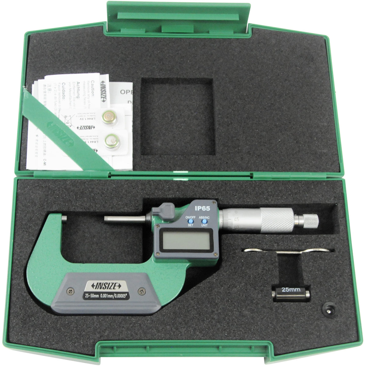 Insize IP65 Digital Outside Micrometer 25-50mm / 1-2" Range Series 3108-50A