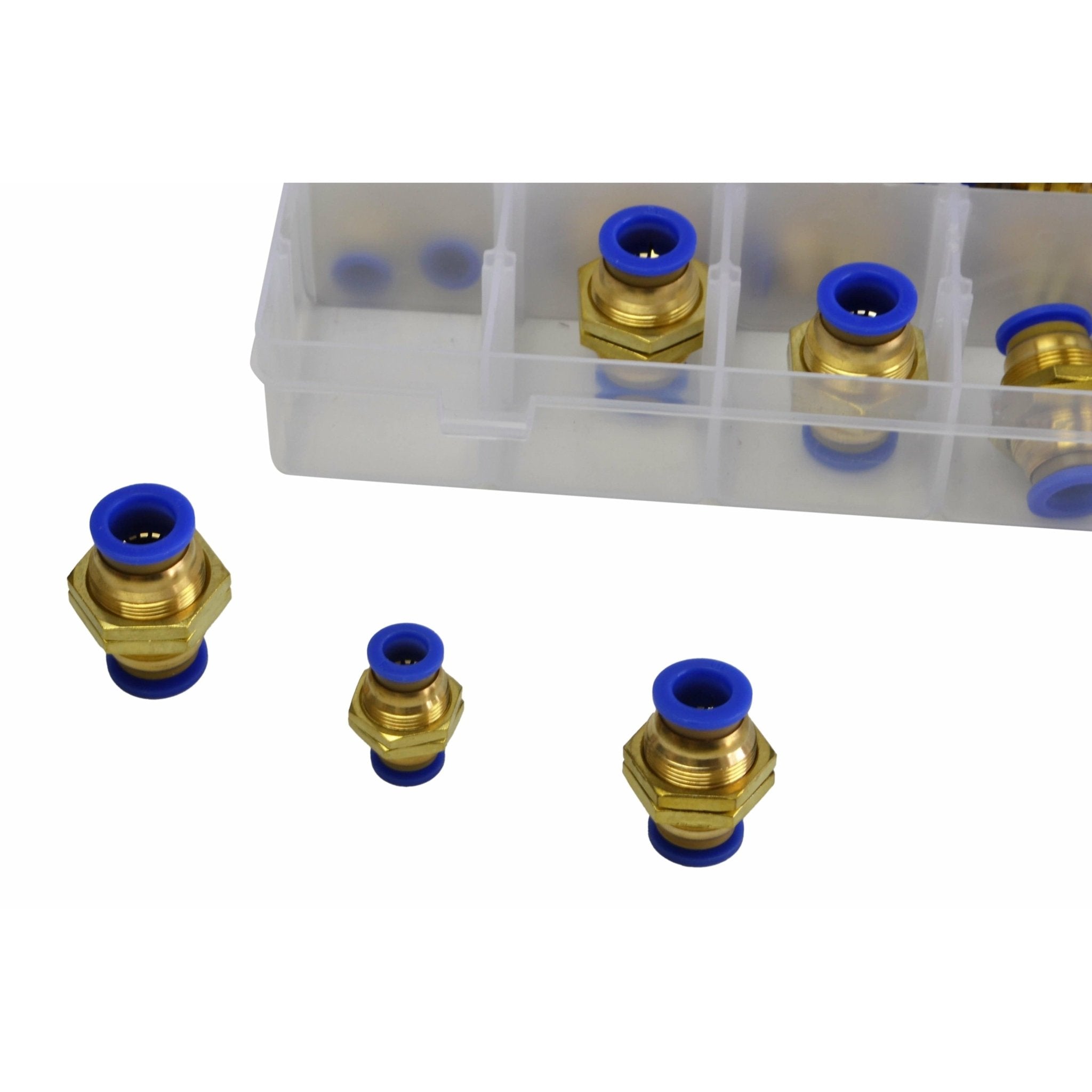 46pc Push in Air Line Nylon Hose Bulkhead Joiner Quick Connect Grab Kit Assortment - Twin Eagle Imports