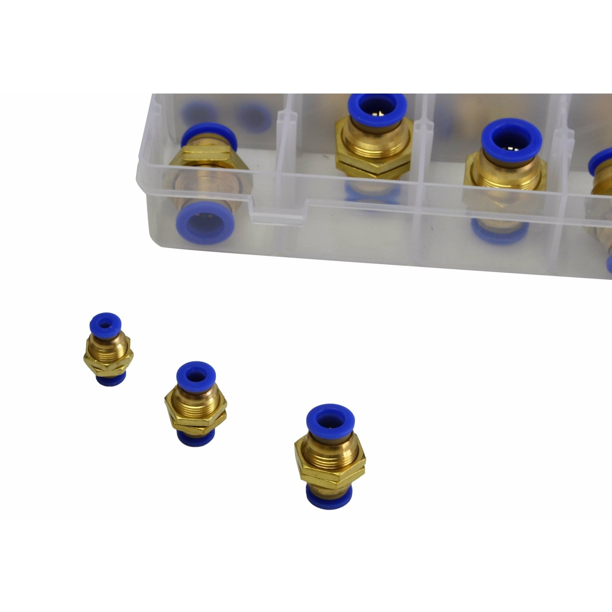 46pc Push in Air Line Nylon Hose Bulkhead Joiner Quick Connect Grab Kit Assortment - Twin Eagle Imports