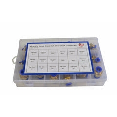 46pc Push in Air Line Nylon Hose Bulkhead Joiner Quick Connect Grab Kit Assortment - Twin Eagle Imports